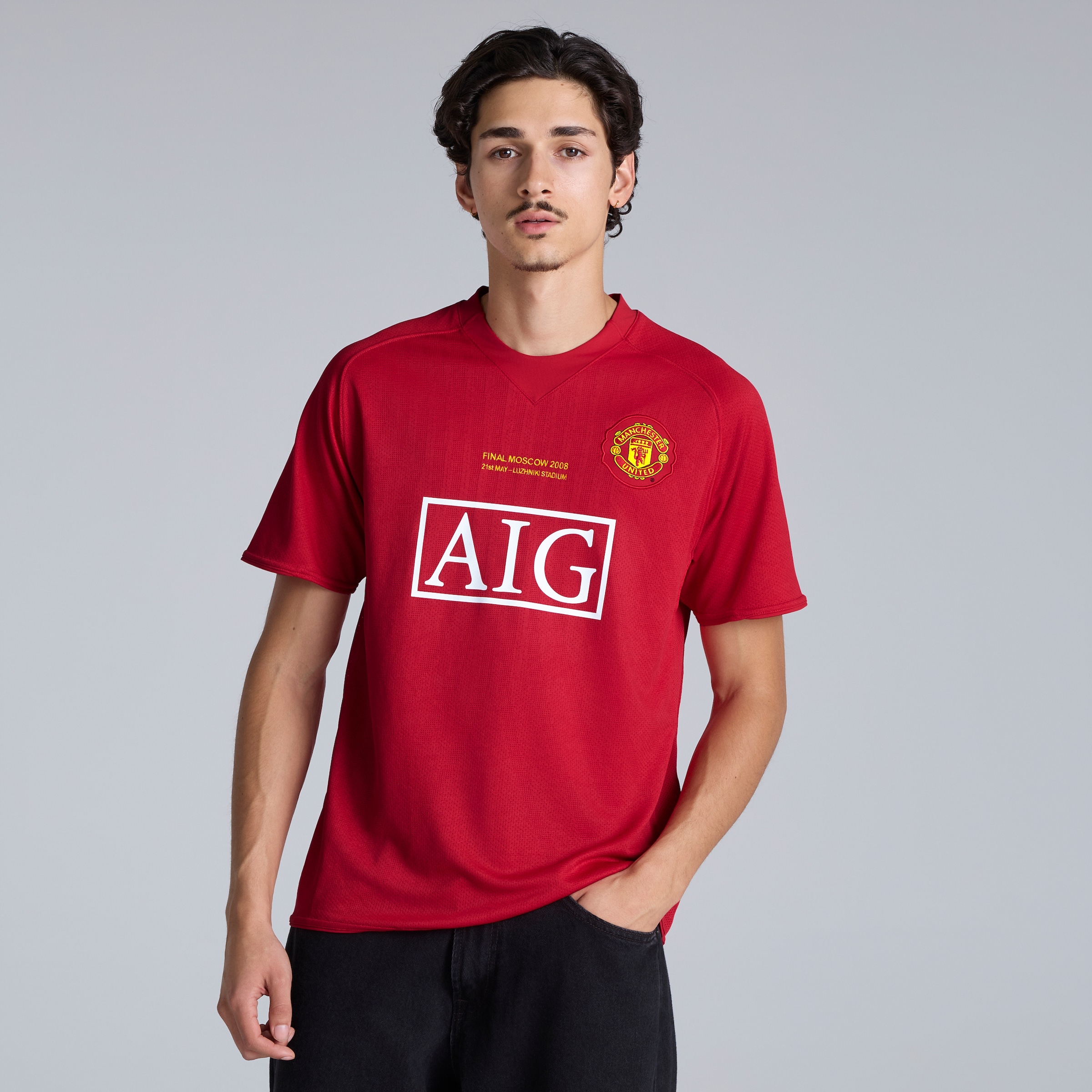 Manchester United Retro 2007-09 Champions League Final Shirt Rooney Printing Red Rouge Détail [2-5]