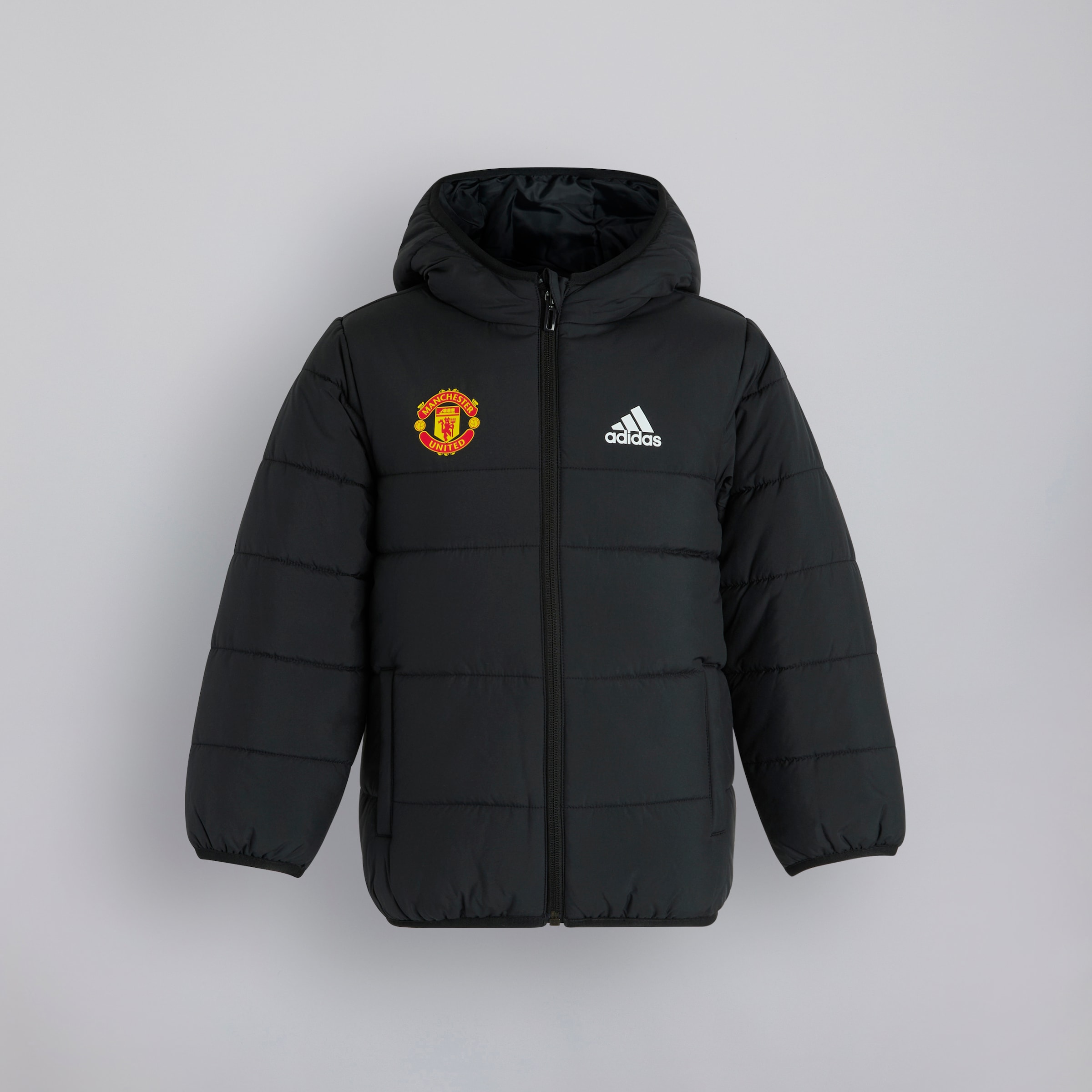 Manchester United x adidas Kids Essentials Padded Jacket Black Black Detail [1-2]