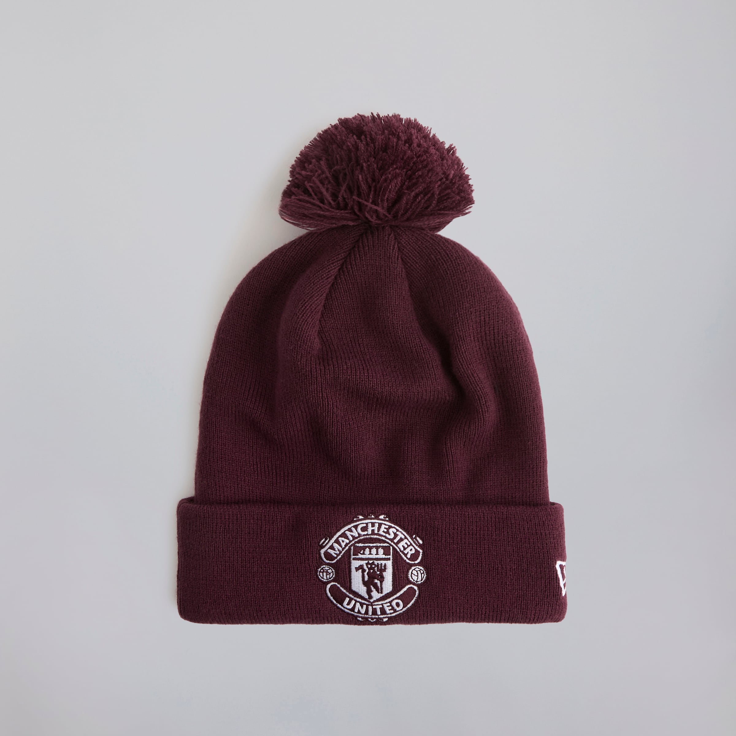 Manchester United x New Era Bobble Beanie Burgundy Red
