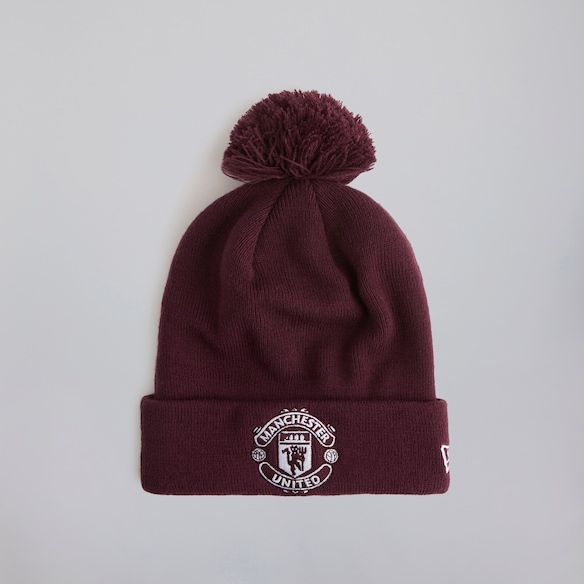 Manchester United x New Era Bobble Beanie Burgundy Red