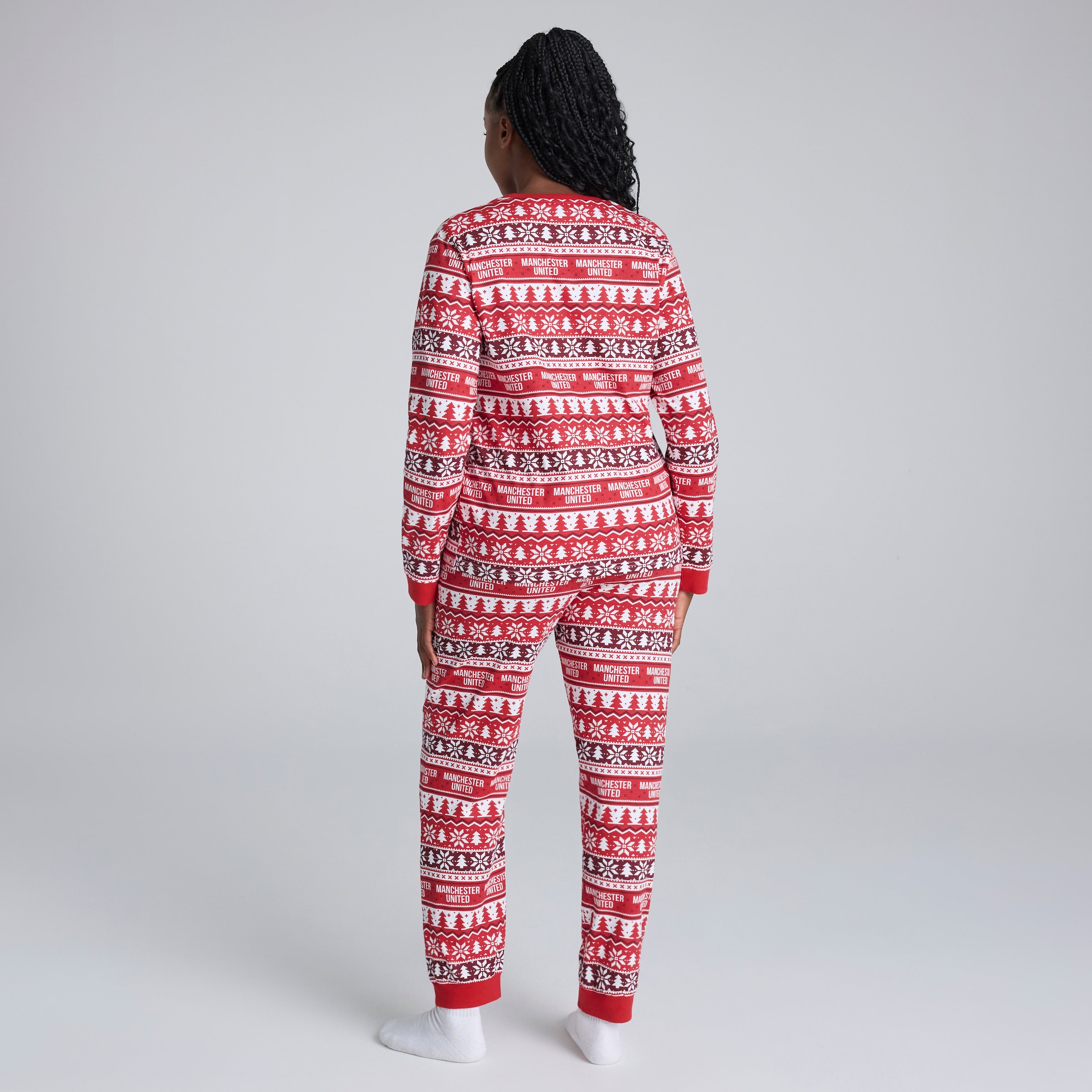 Manchester United Womens Christmas Fairisle Pyjama Red Red Detail [2-6]