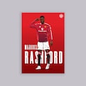 Manchester United Rashford Illustrated A2 Poster Red