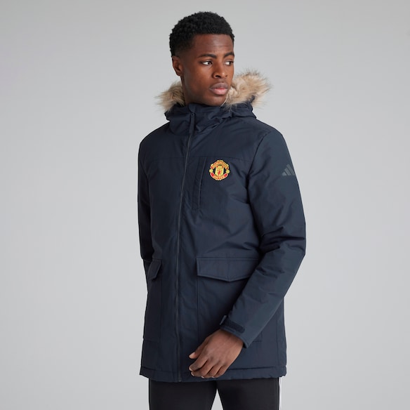 Manchester United Adidas Mens Paveric Fur Parka Navy Navy blue