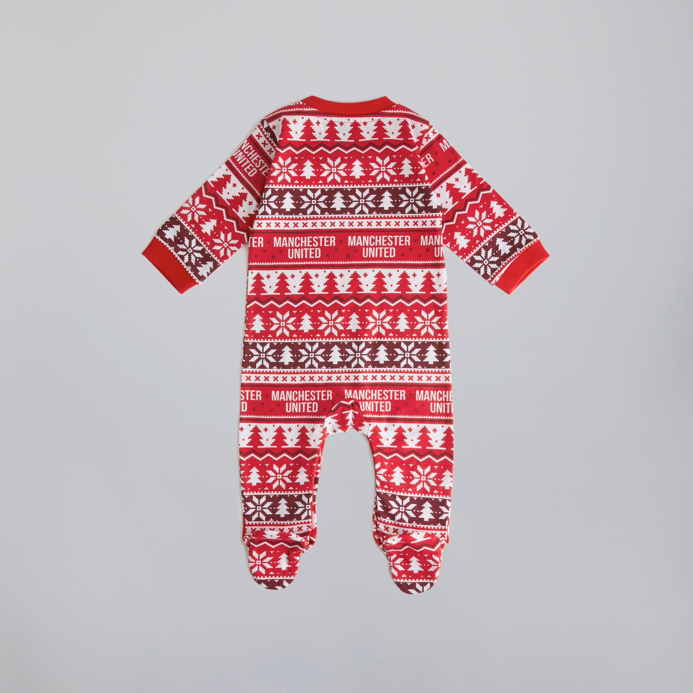 Manchester United Baby Christmas Fairisle Sleepsuit Red Rouge Détail [2-4]