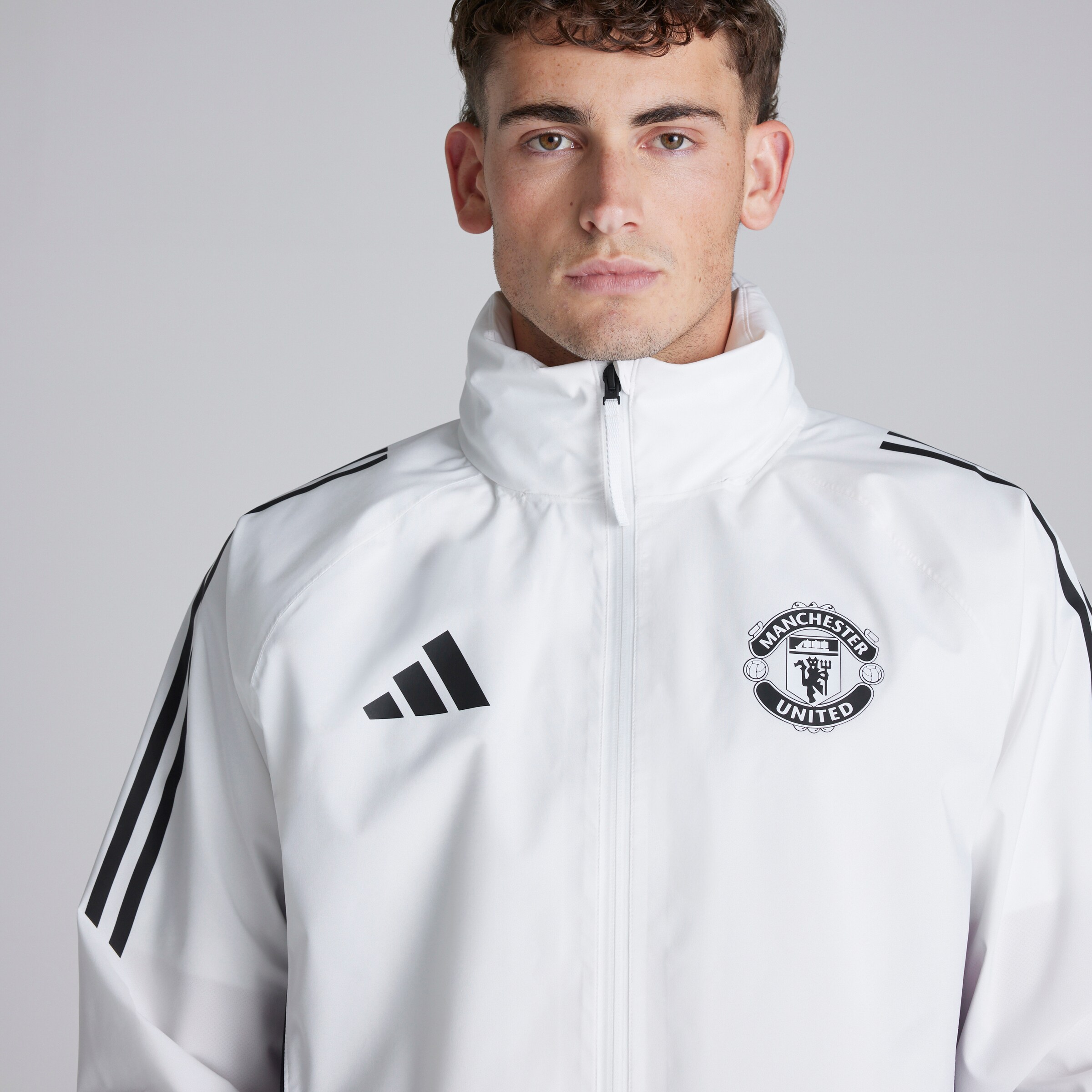 Manchester United Tiro 25 Competition Rain Jacket Blanc Détail [5-5]
