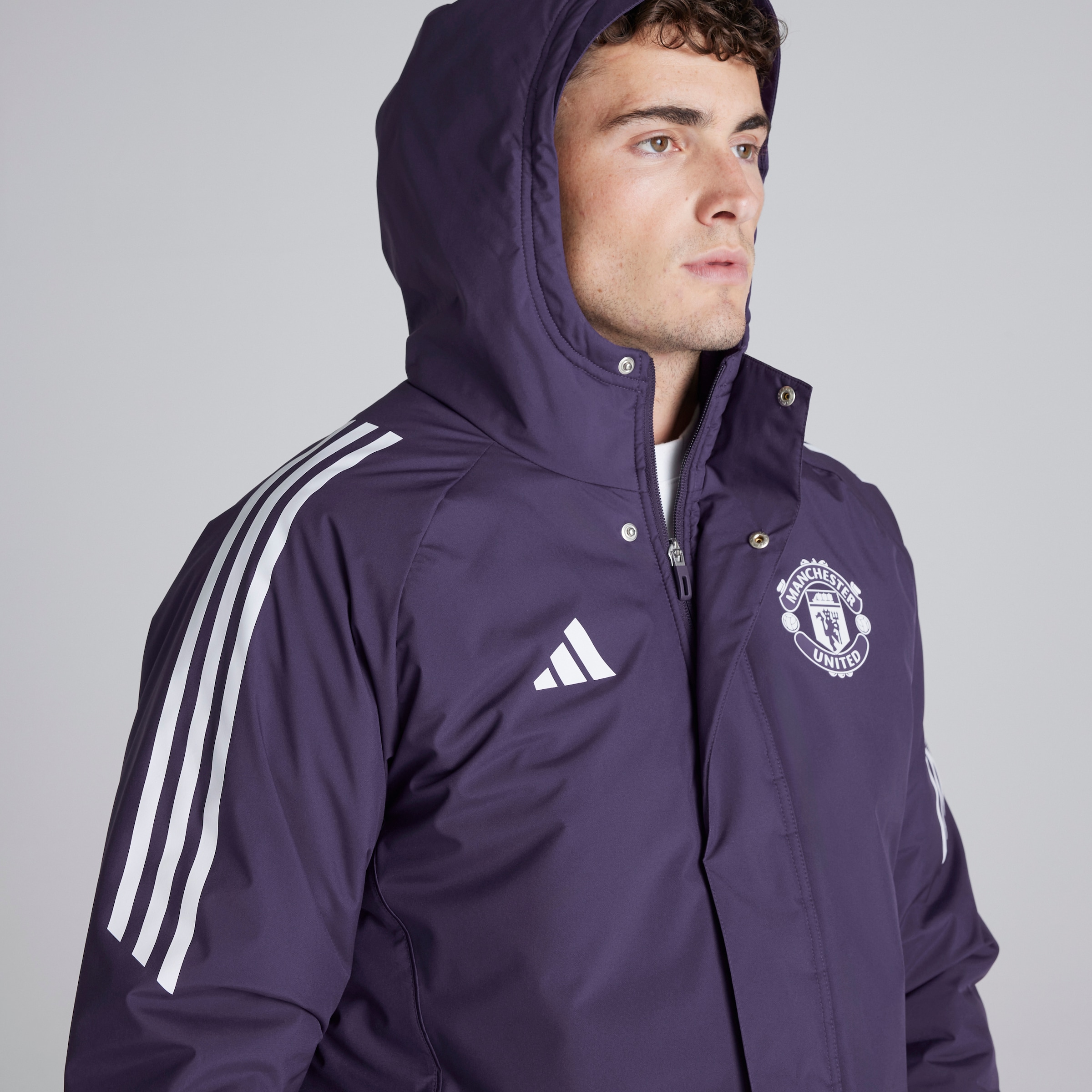 Buy MU Adidas 25/26 Training Mens Parka Coat Purple Manchester