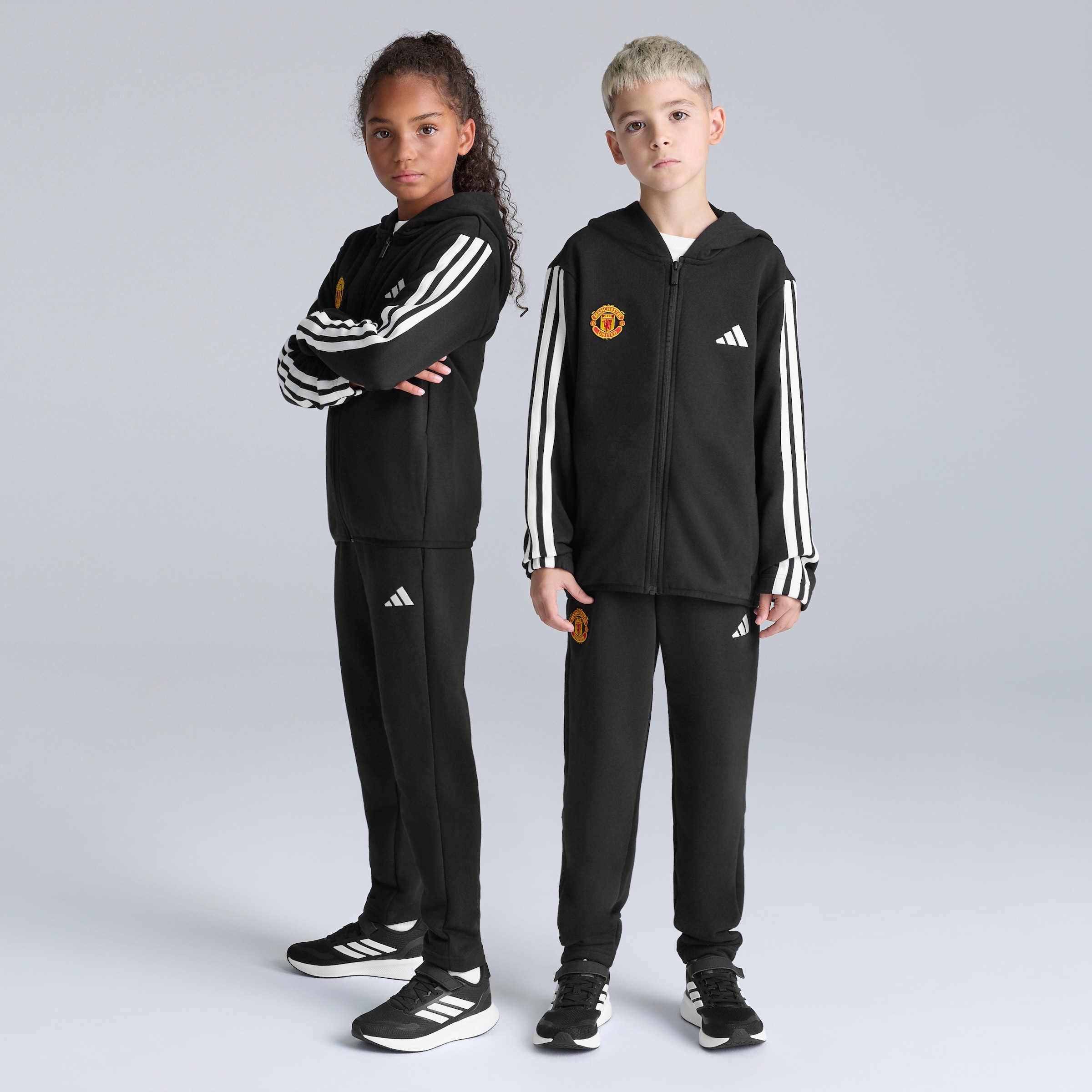 Manchester United x adidas Kids Essentials French Terry Tracksuit Black Black