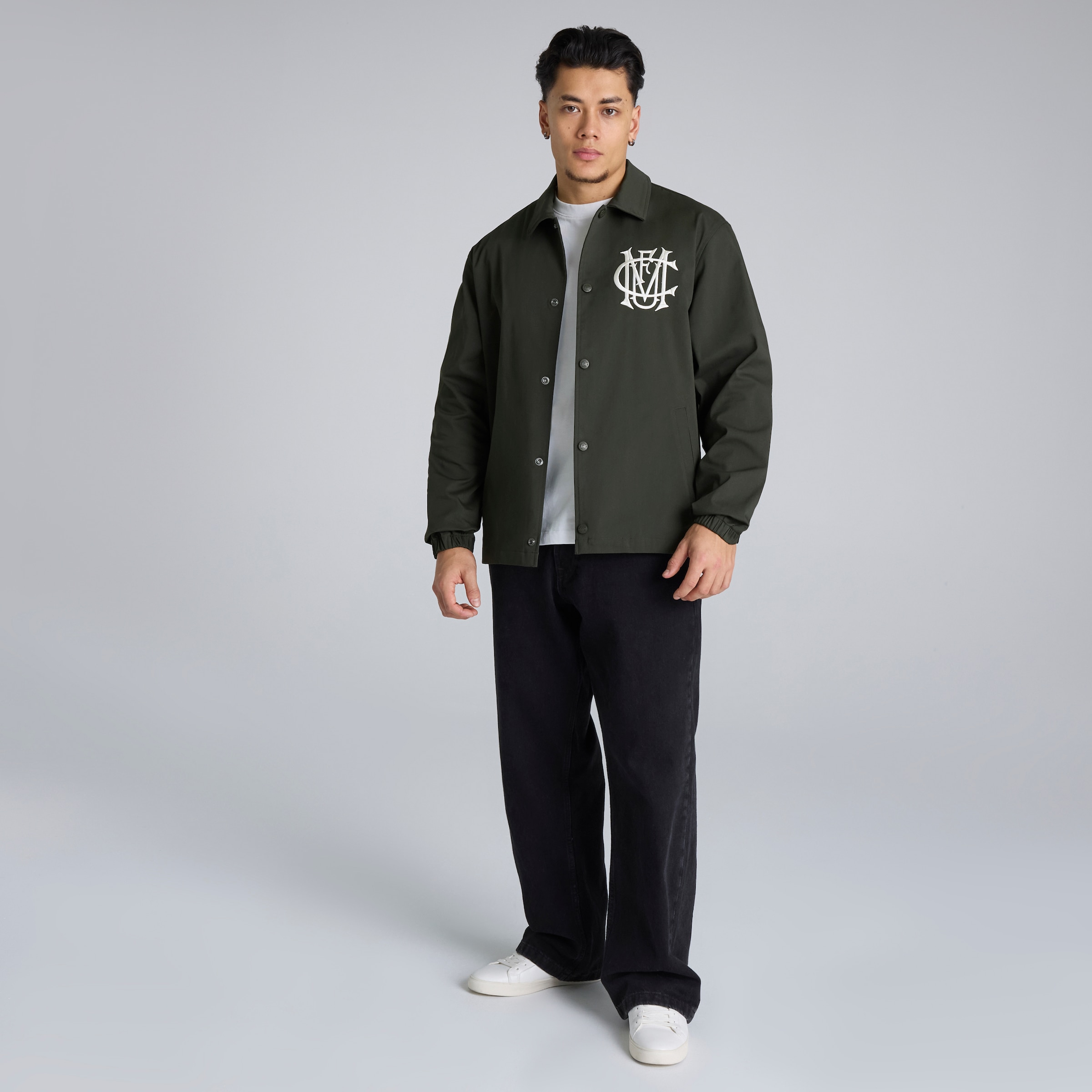 Manchester United Archive Coach Jacket Charcoal Detail [3-6]