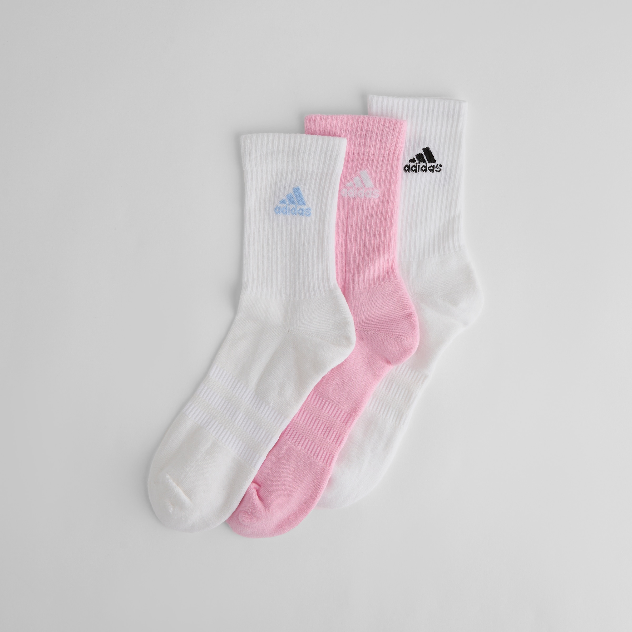 Manchester United x adidas Essentials Cushioned Crew Socks 3 Pack White/White/Pink Multi