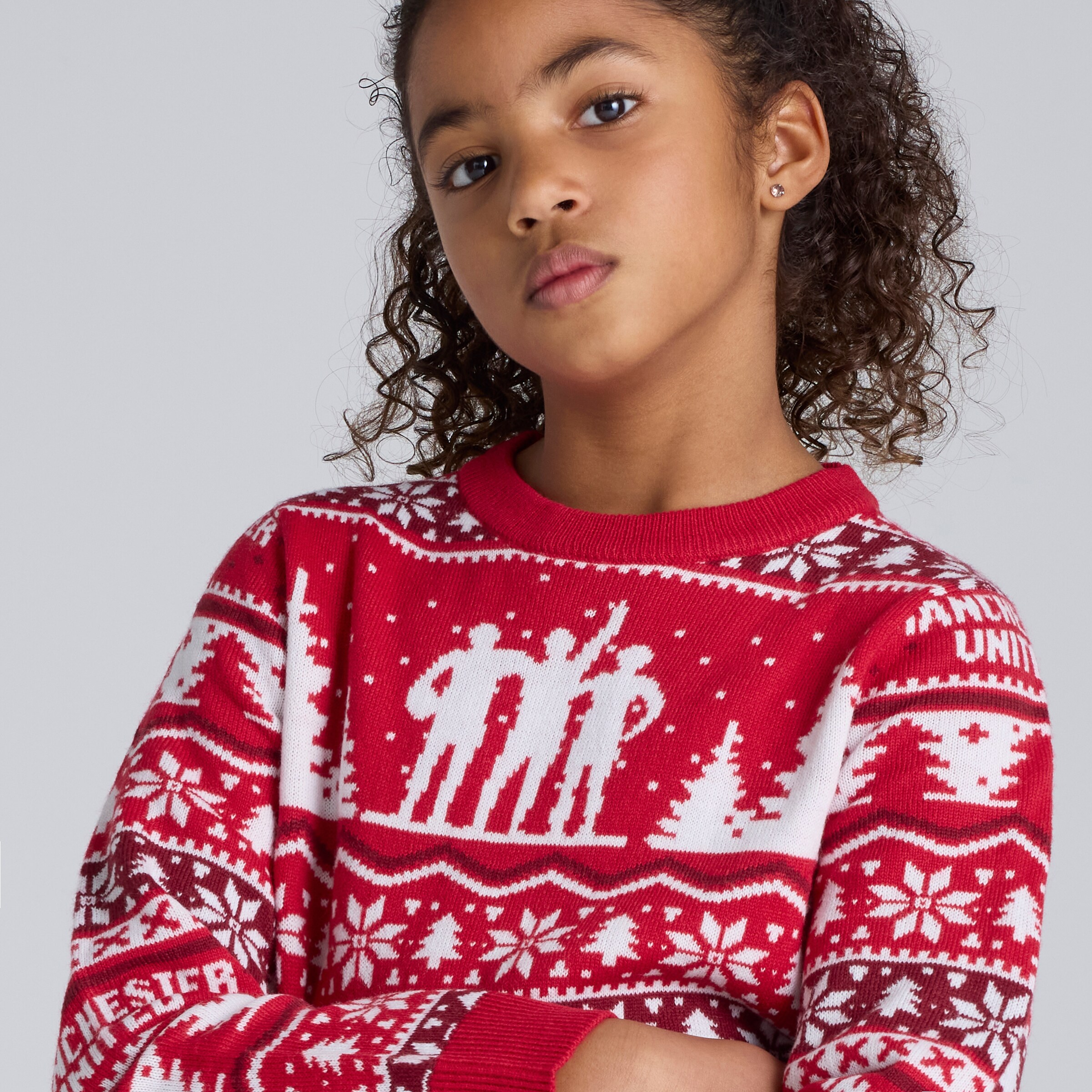 Manchester United Kids Christmas Fairisle Jumper Red Rot Detail [4-5]