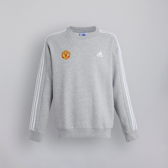 Manchester United x adidas Essentials Fleece 3-Stripes Sweatshirt Grey Grey