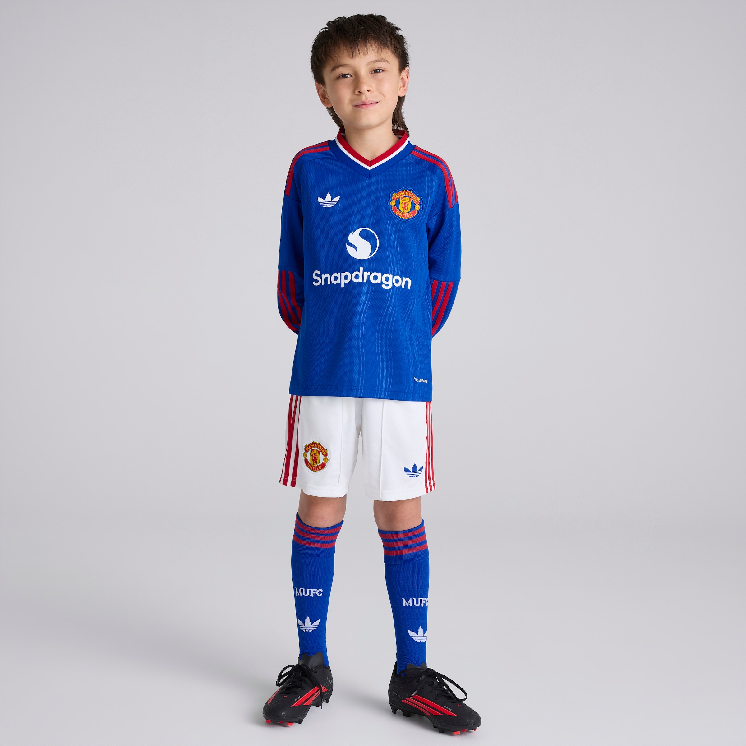 Manchester United Kids 26/27 Away Long Sleeve Jersey Bleu Détail [3-6]