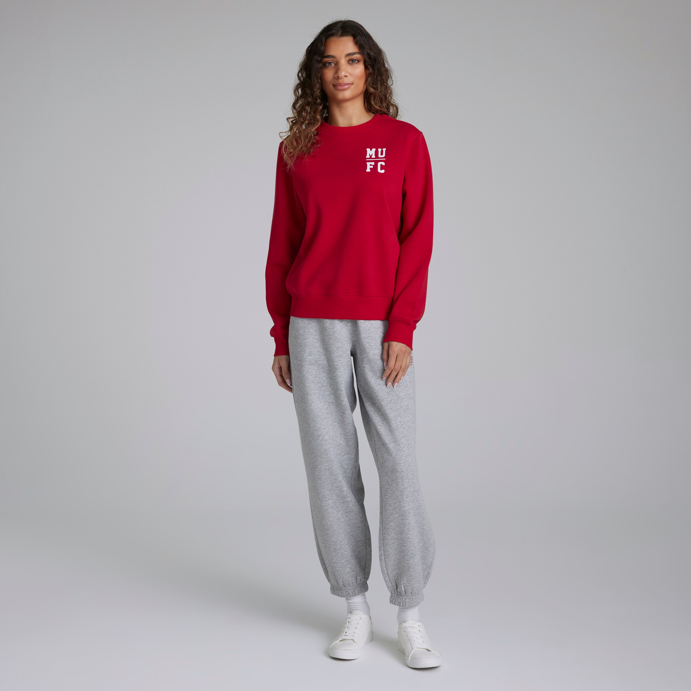 Manchester United Womens Varsity Back Print Sweatshirt Red Red Detail [3-5]