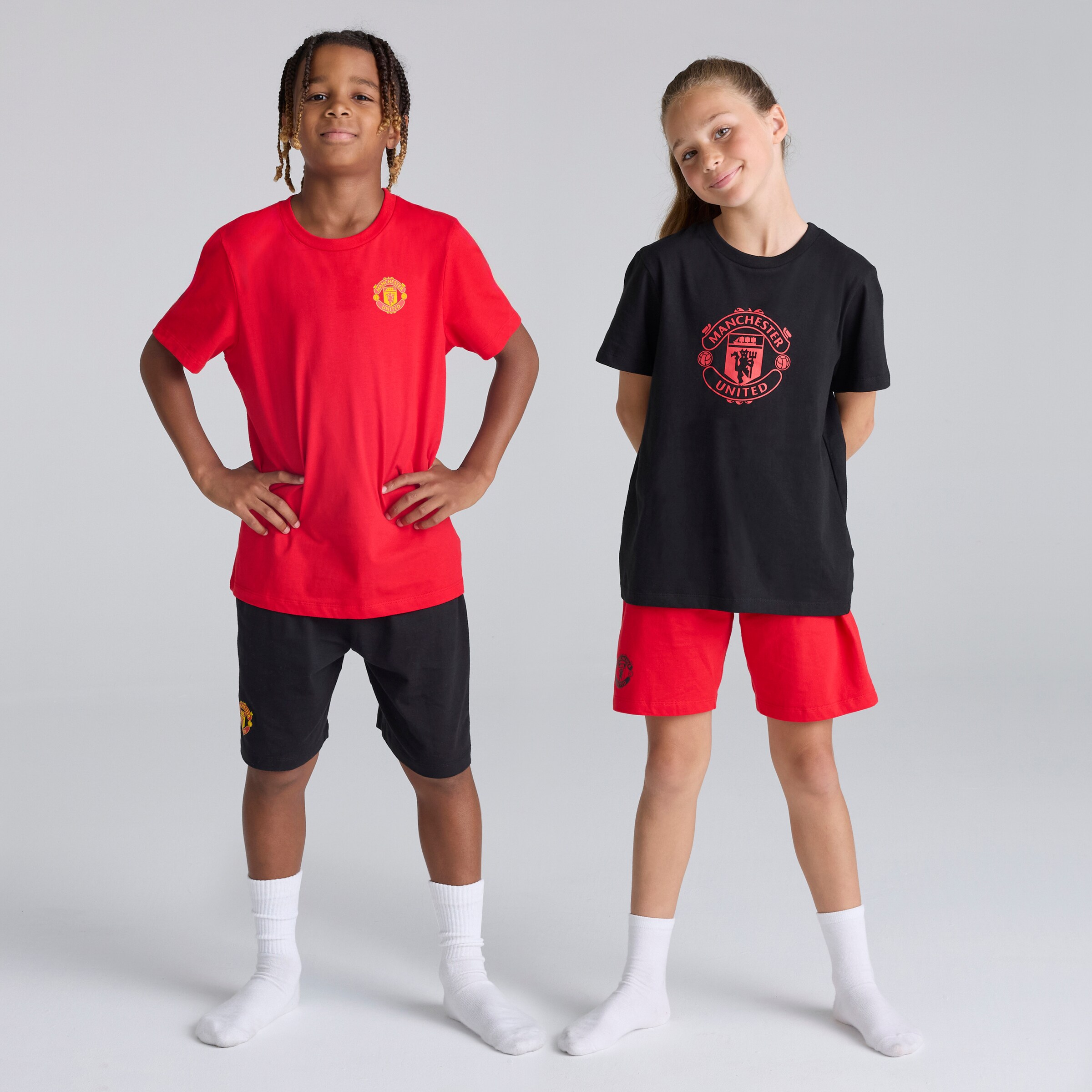 Manchester United Boys Pyjama Top & Shorts Set 2 Pack Multi Multi Detail [2-10]