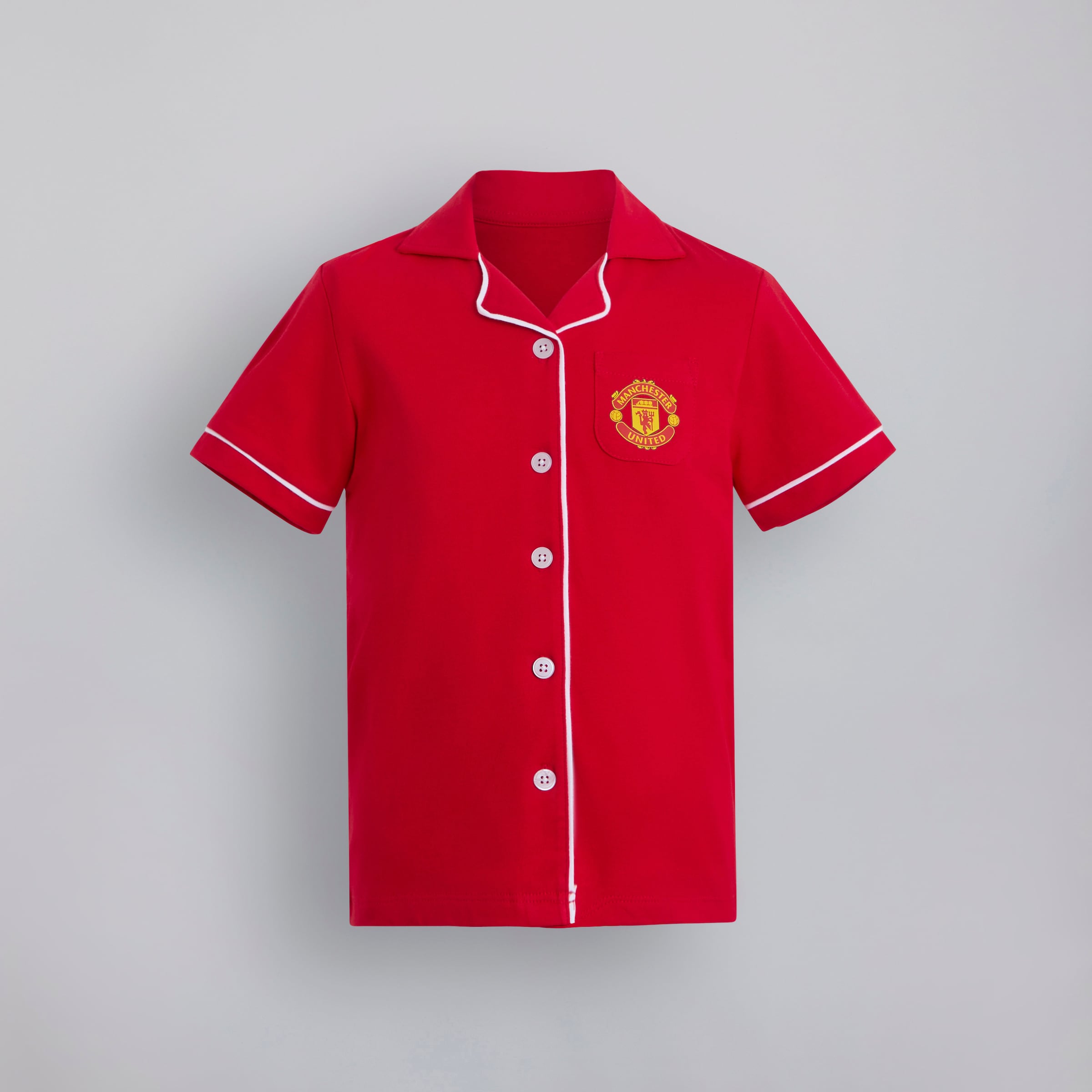 Manchester United Girls Button Through Pyjama Set Red Rouge Détail [1-4]