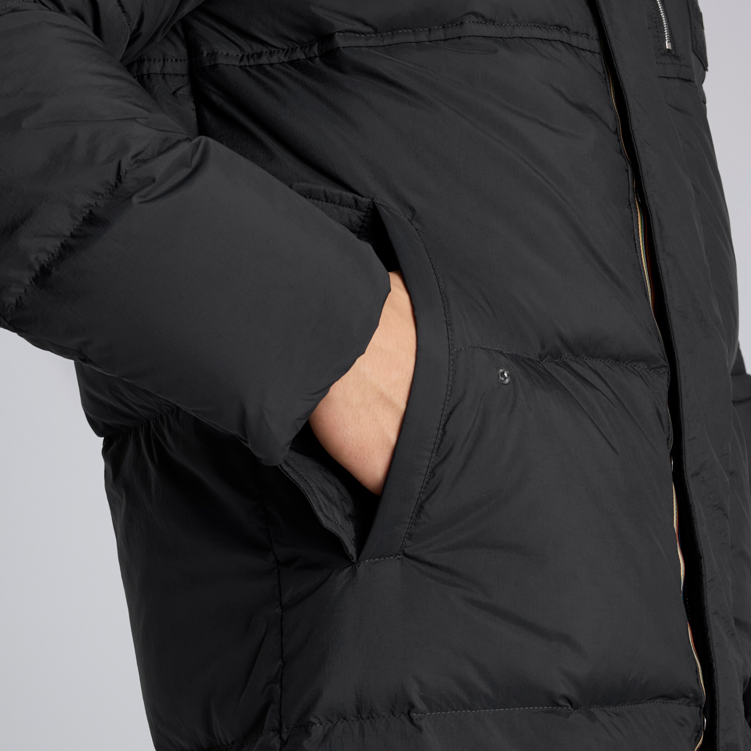 Paul Smith Water Repellent Mid-Length Down Coat Black Noir Détail [4-7]