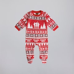 Manchester United Baby Christmas Fairisle Sleepsuit Red