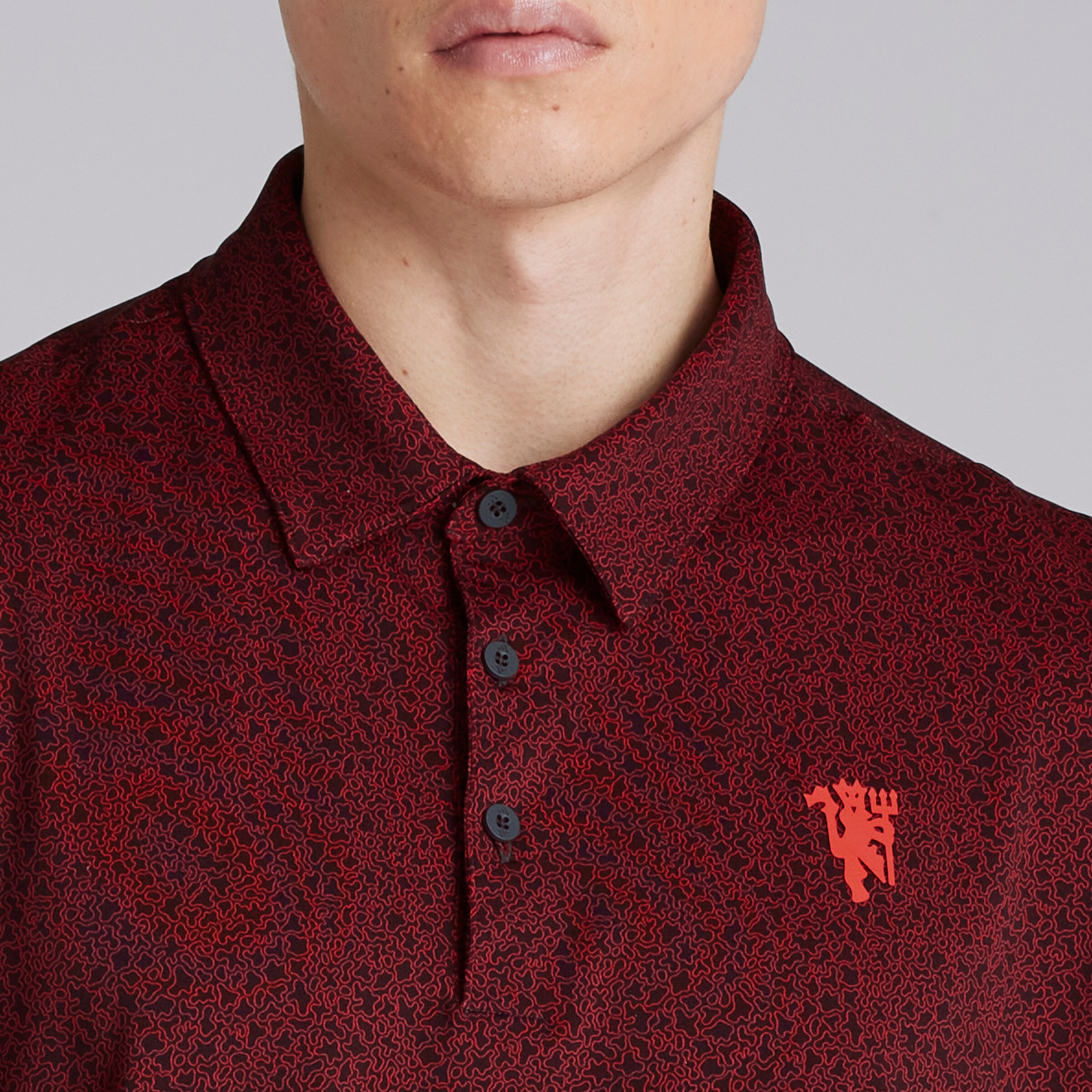 Manchester United x adidas Golf Ultimate365 Mini Bunker Polo Shirt Red Red Detail [5-5]