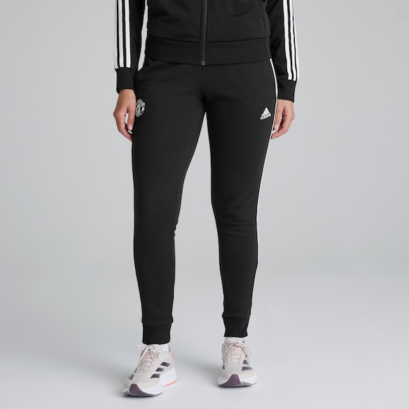 Manchester United x adidas Womens Essentials 3-Stripes French Terry Cuffed Joggers Black Schwarz