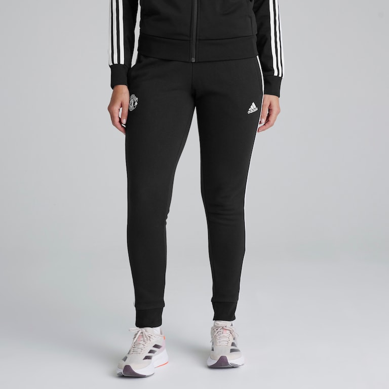Manchester United x adidas Womens Essentials 3-Stripes French Terry Cuffed Joggers Black