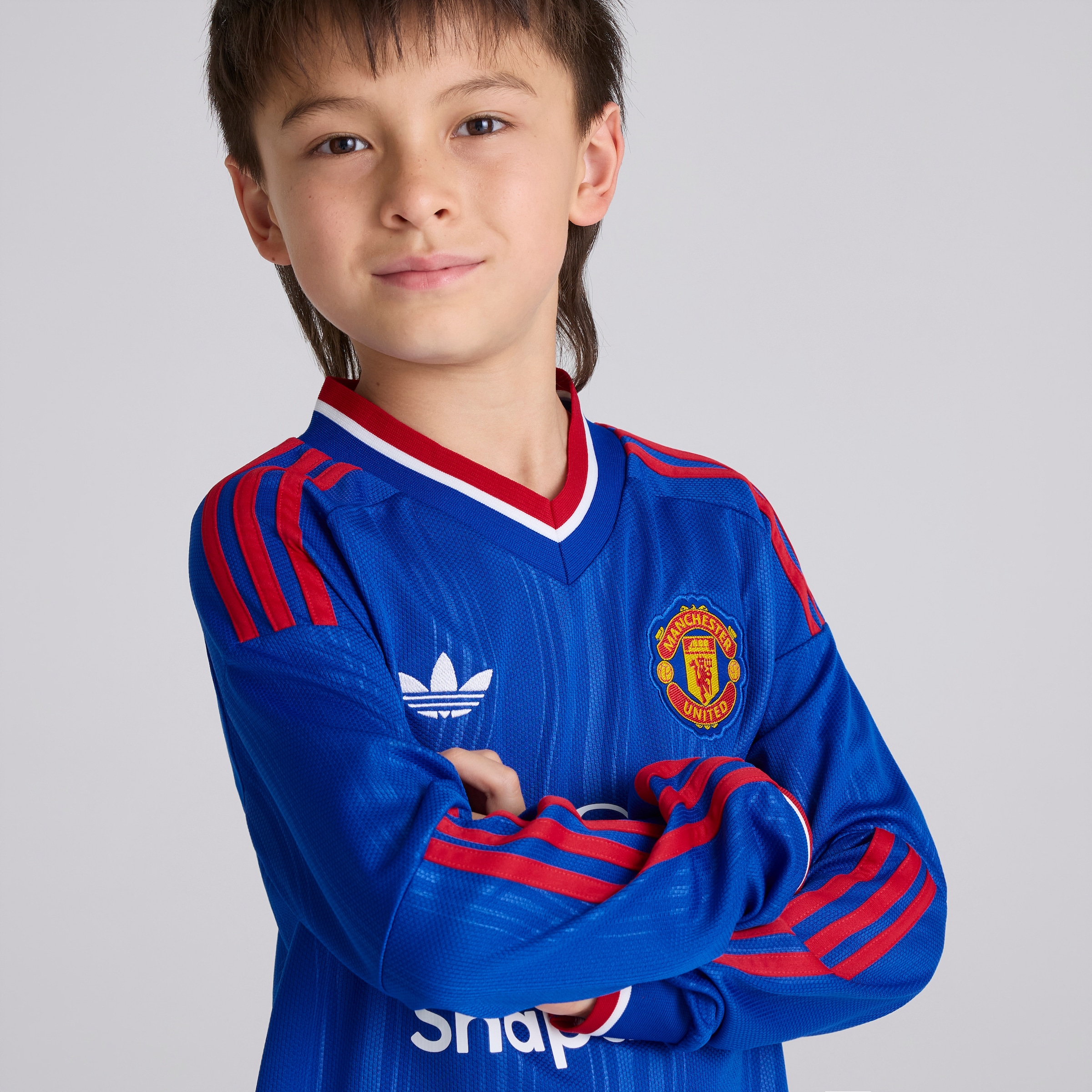 Manchester United Kids 26/27 Away Long Sleeve Jersey Bleu Détail [6-6]