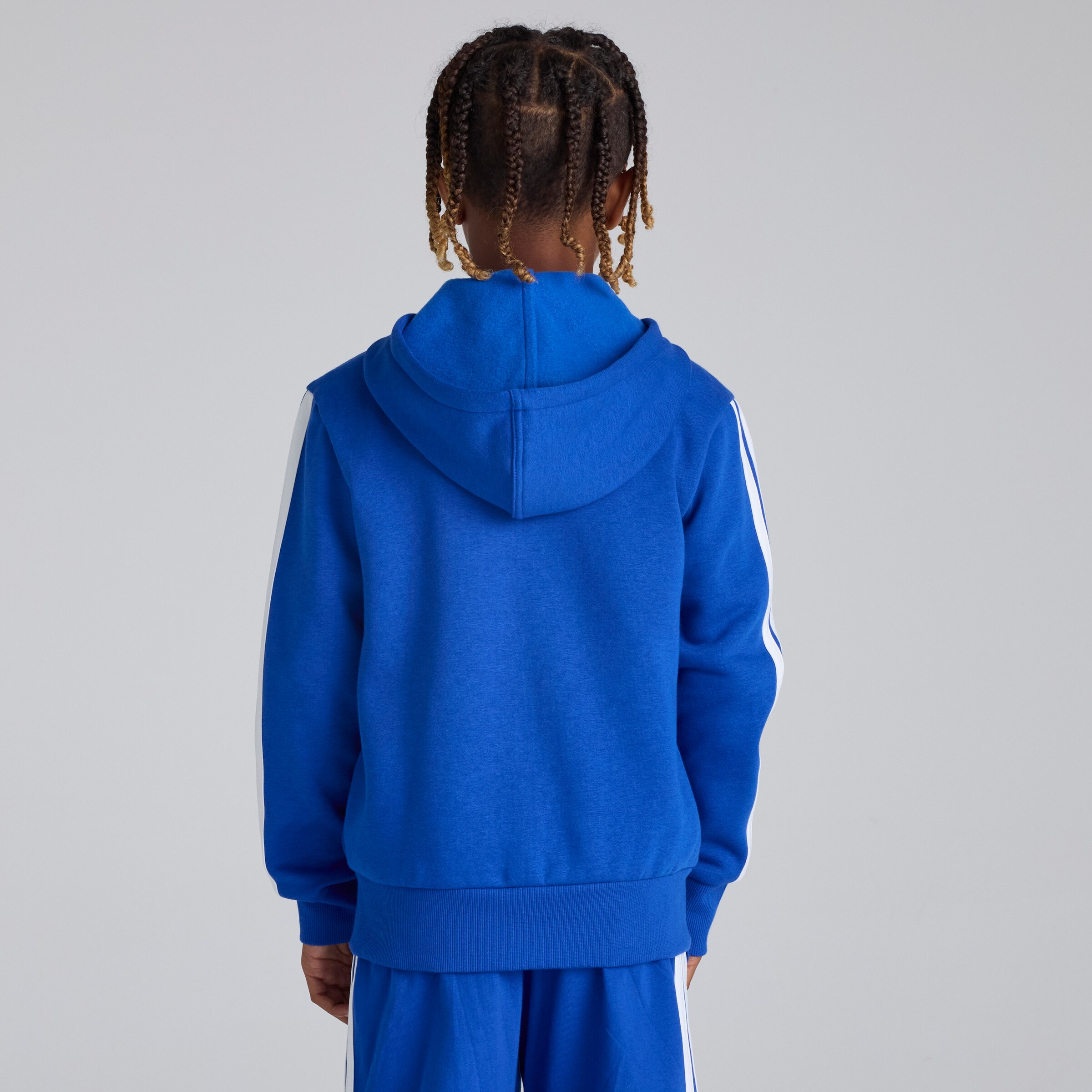 Manchester United x adidas Kids Essentials 3-Stripes Fleece Full-Zip Hoodie Blue Blue Detail [2-6]