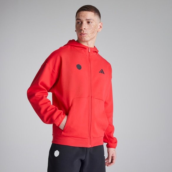 Manchester United x adidas Future Icons Full Zip Hoodie Red Red