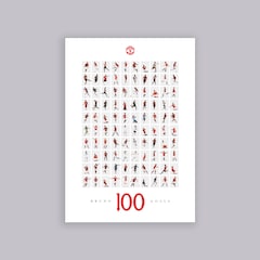 Manchester United Bruno Fernandes 100 Goals A2 Poster White