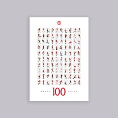 Manchester United Bruno Fernandes 100 Goals A2 Poster White