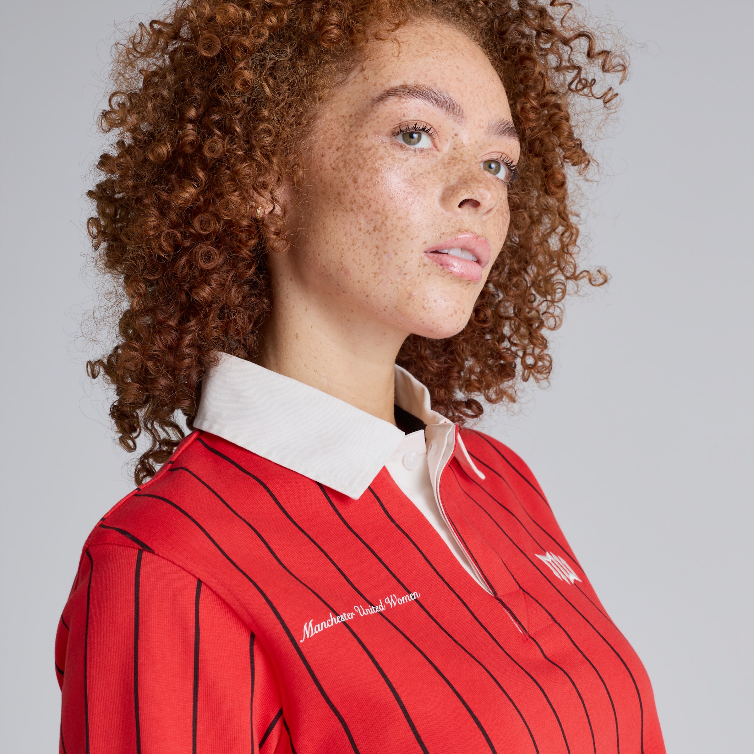Manchester United Women Womens Rugby Polo Shirt Red Rot Detail [4-5]