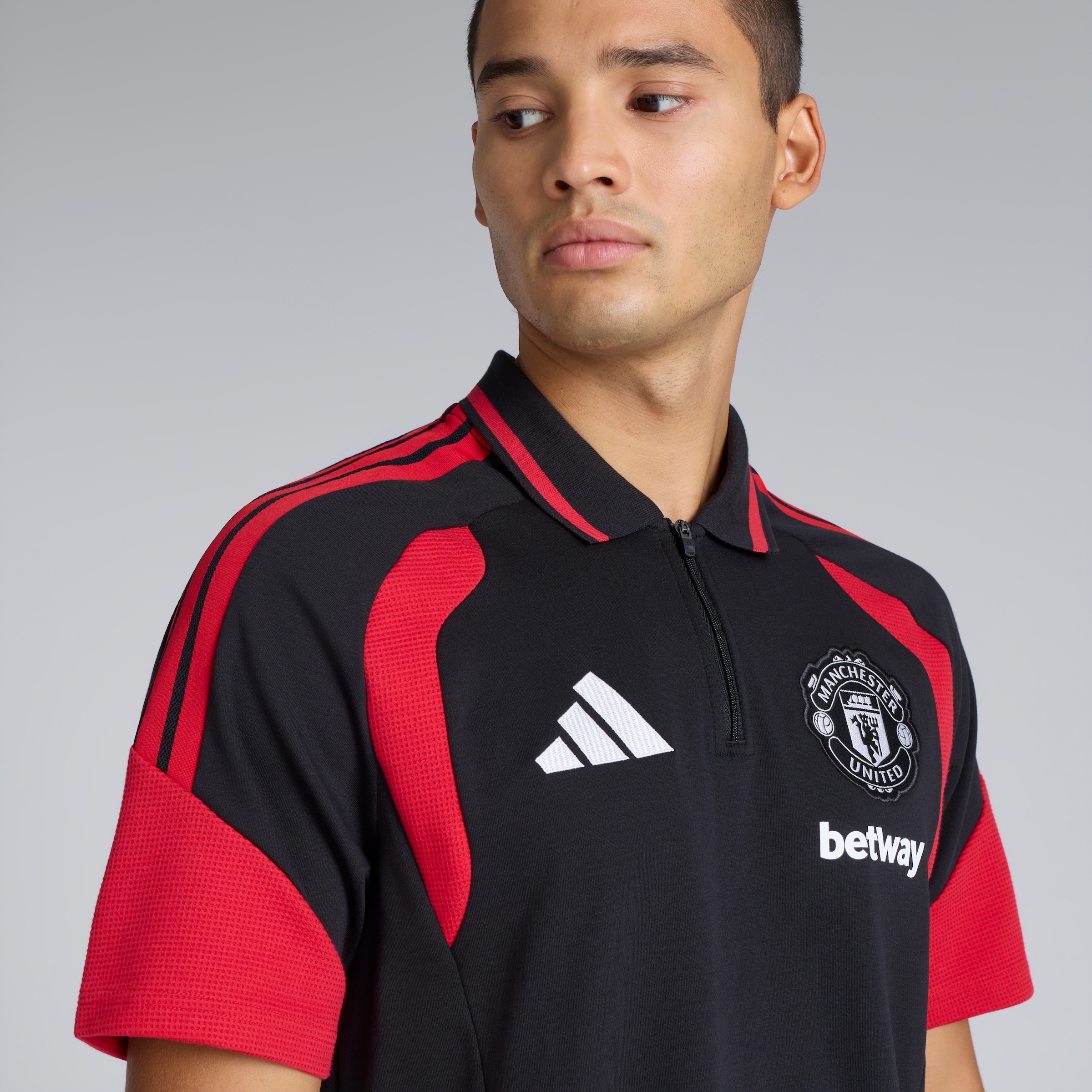 Manchester United 26/27 Training Tiro Polo Black (Sponsored) 검정색 세부 사항 [5-5]