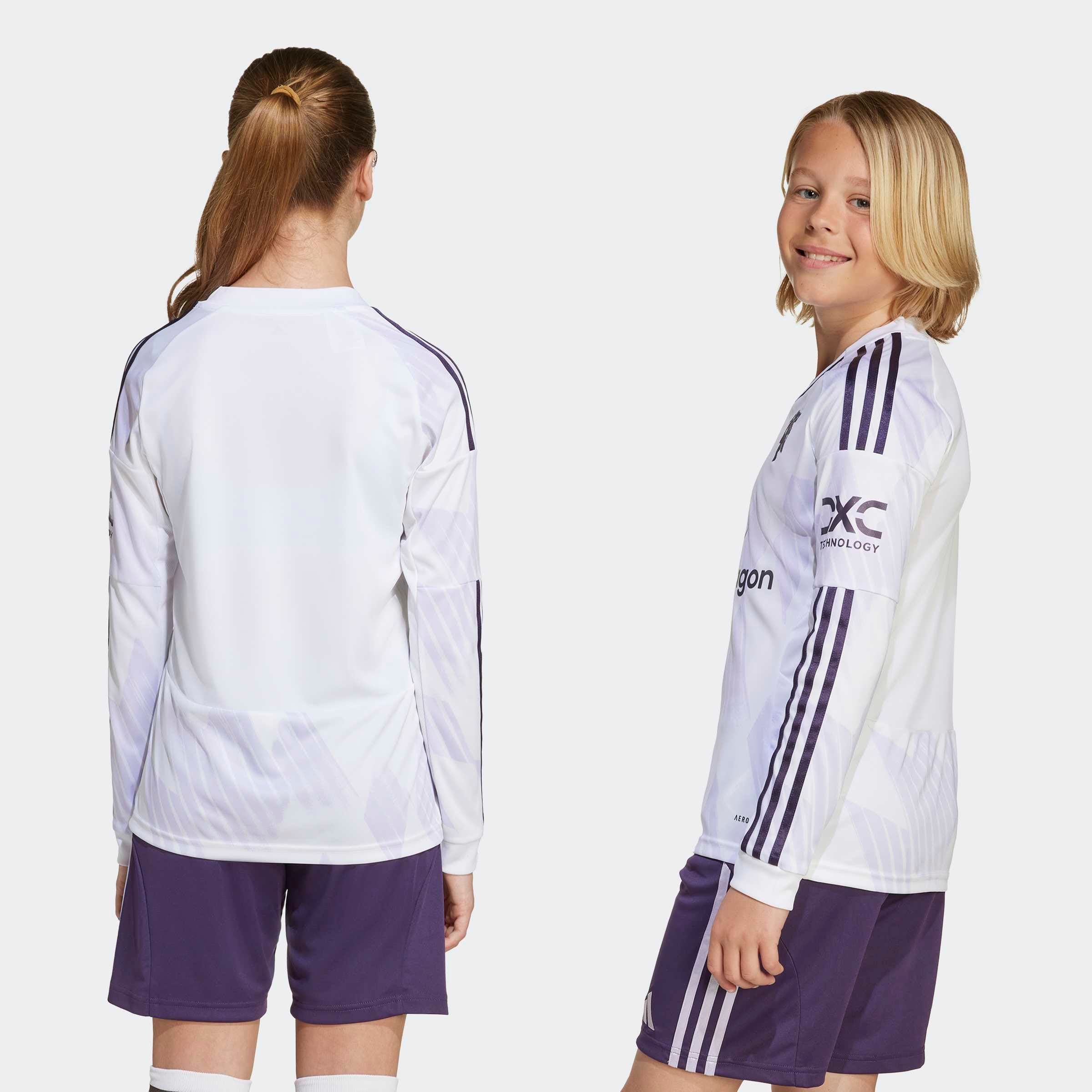 Manchester United 25/26 Long Sleeve Away Jersey Kids Blanc Détail [2-9]