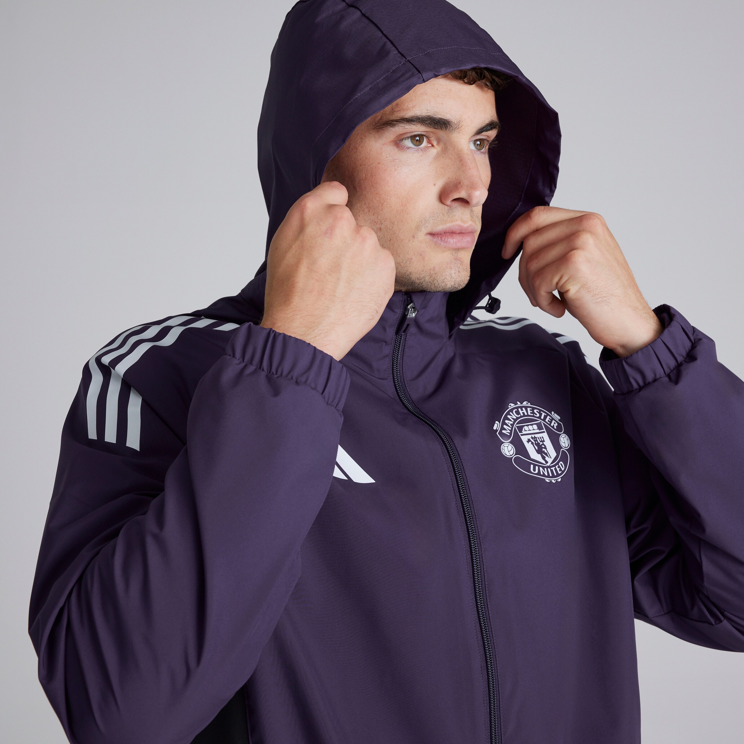 Manchester United Tiro 25 Competition All-Weather Jacket Violet Détail [6-8]
