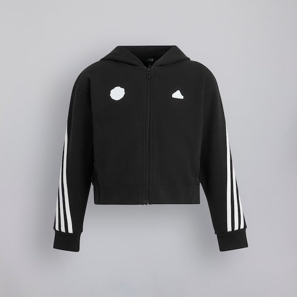 Manchester United x adidas Kids Future Icons 3-Stripes Full-Zip Hoodie Black Black