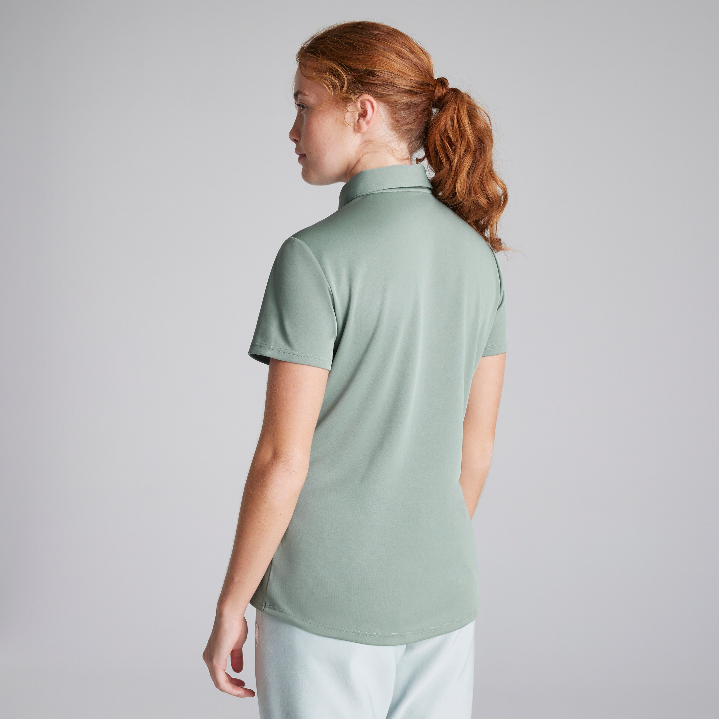 Manchester United x adidas Womens Golf Solid Performance Polo Shirt Green Green Detail [2-5]