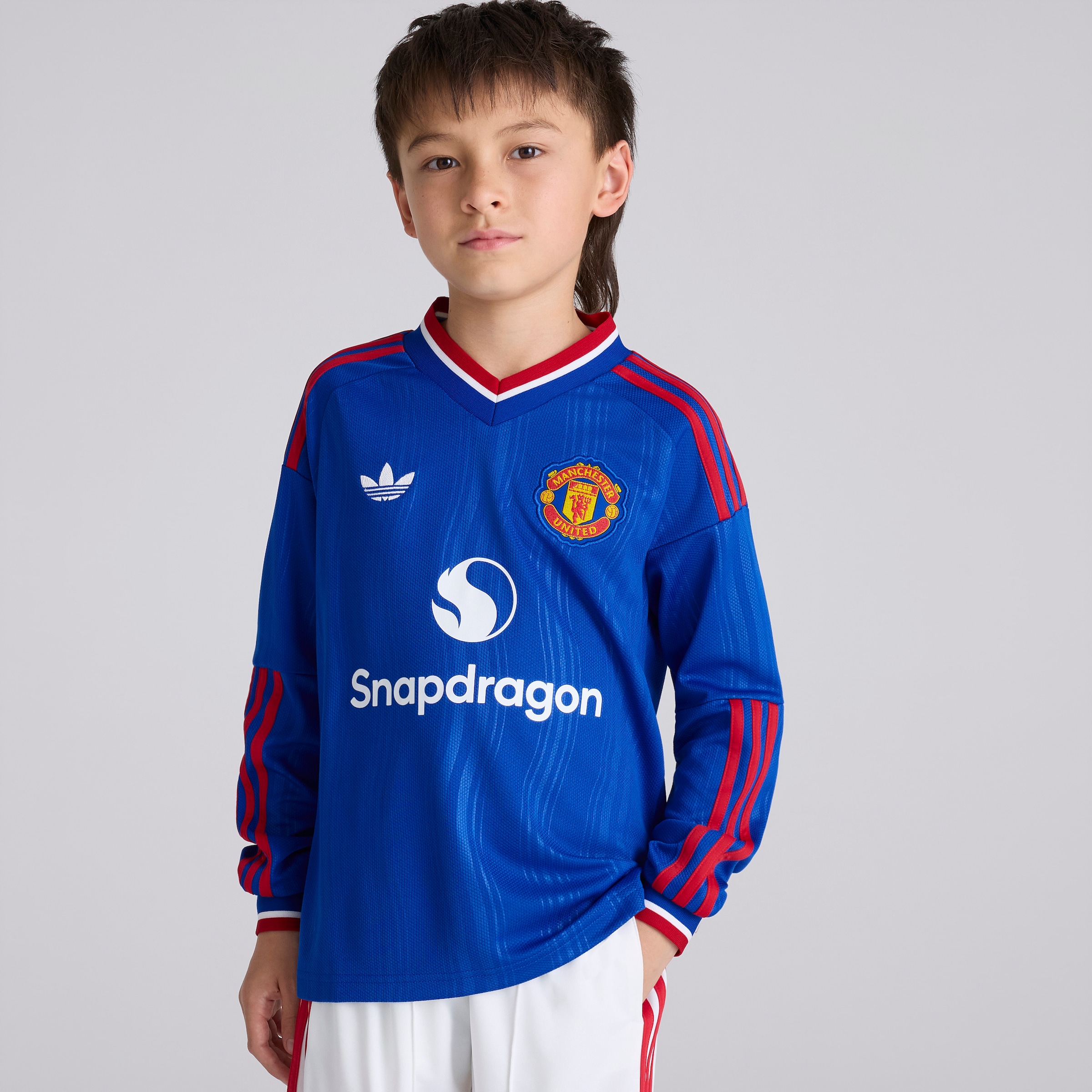 Manchester United Kids 26/27 Away Long Sleeve Jersey Bleu Détail [4-6]