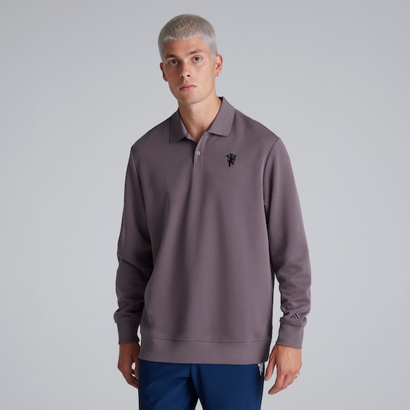 Manchester United x adidas Golf Go-To Long Sleeve Polo Shirt Purple Purple