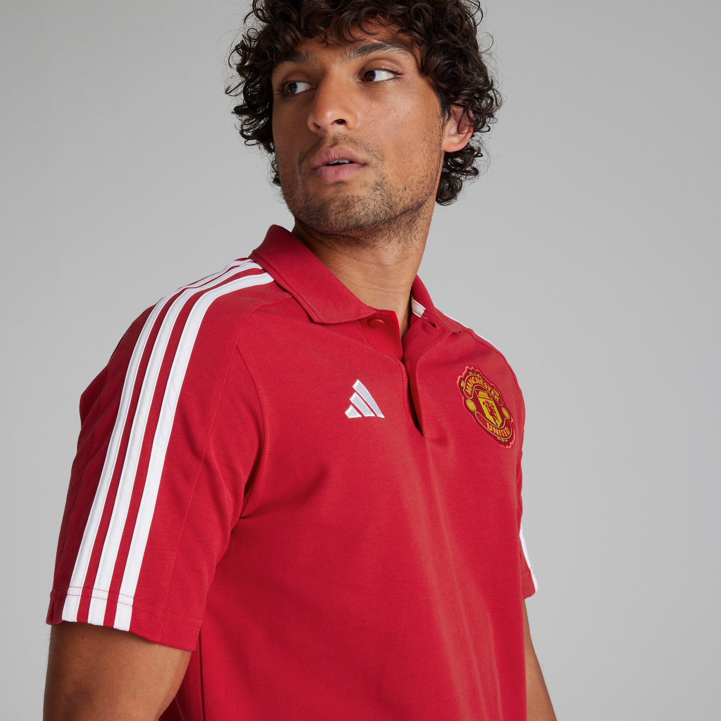 Manchester United x adidas Mens DNA Polo Shirt Red Red Detail [4-5]