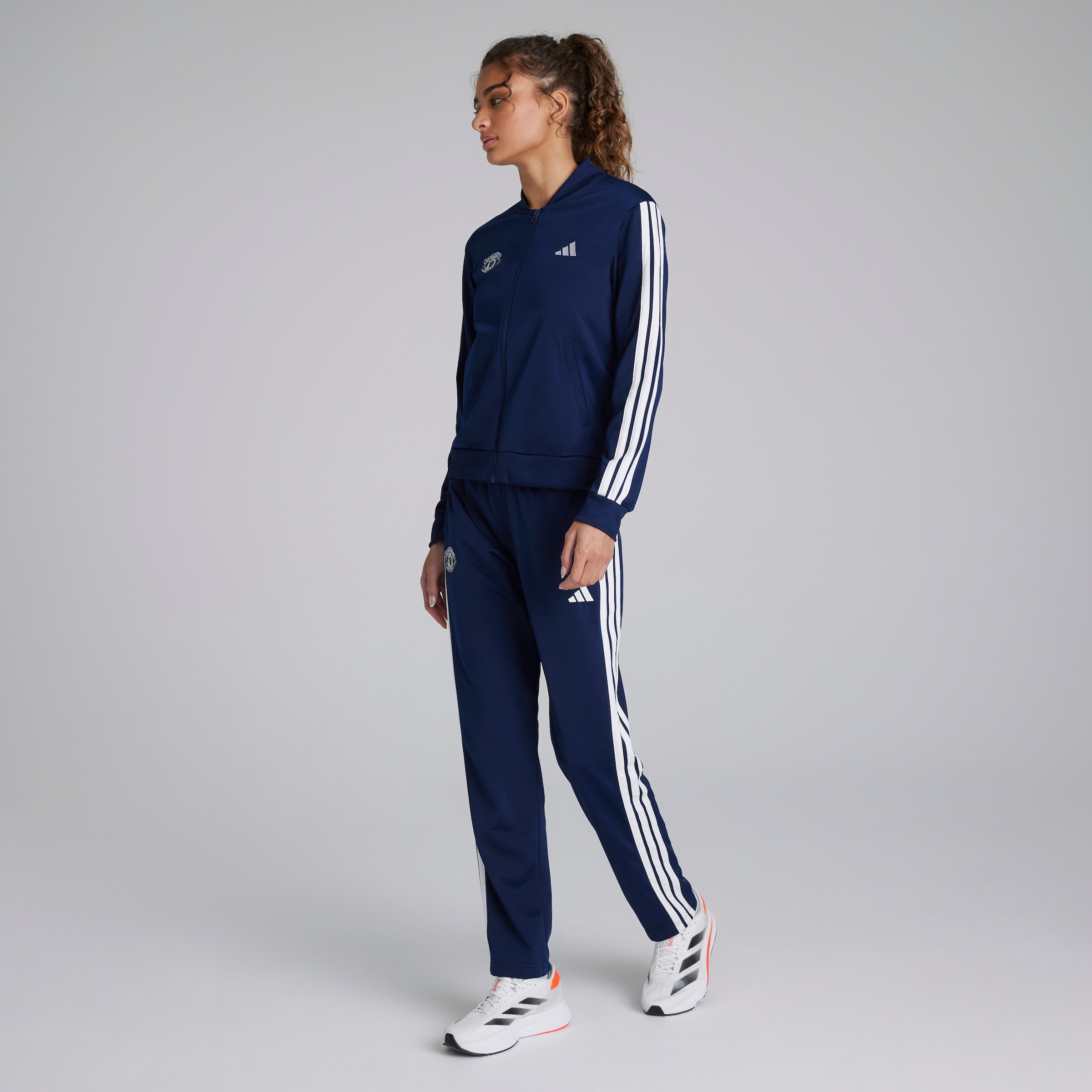 Manchester United x adidas Womens Essentials 3-Stripes Tracksuit Blue Blue Detail [1-5]