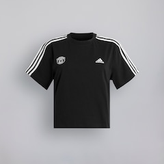 Manchester United x adidas Womens Essentials 3-Stripes Single Jersey Crop Top Black