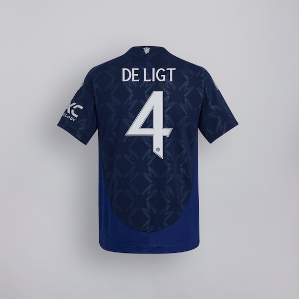 Manchester United 24/25 Away Jersey Kids  with De Ligt 4 Cup Printing Blue