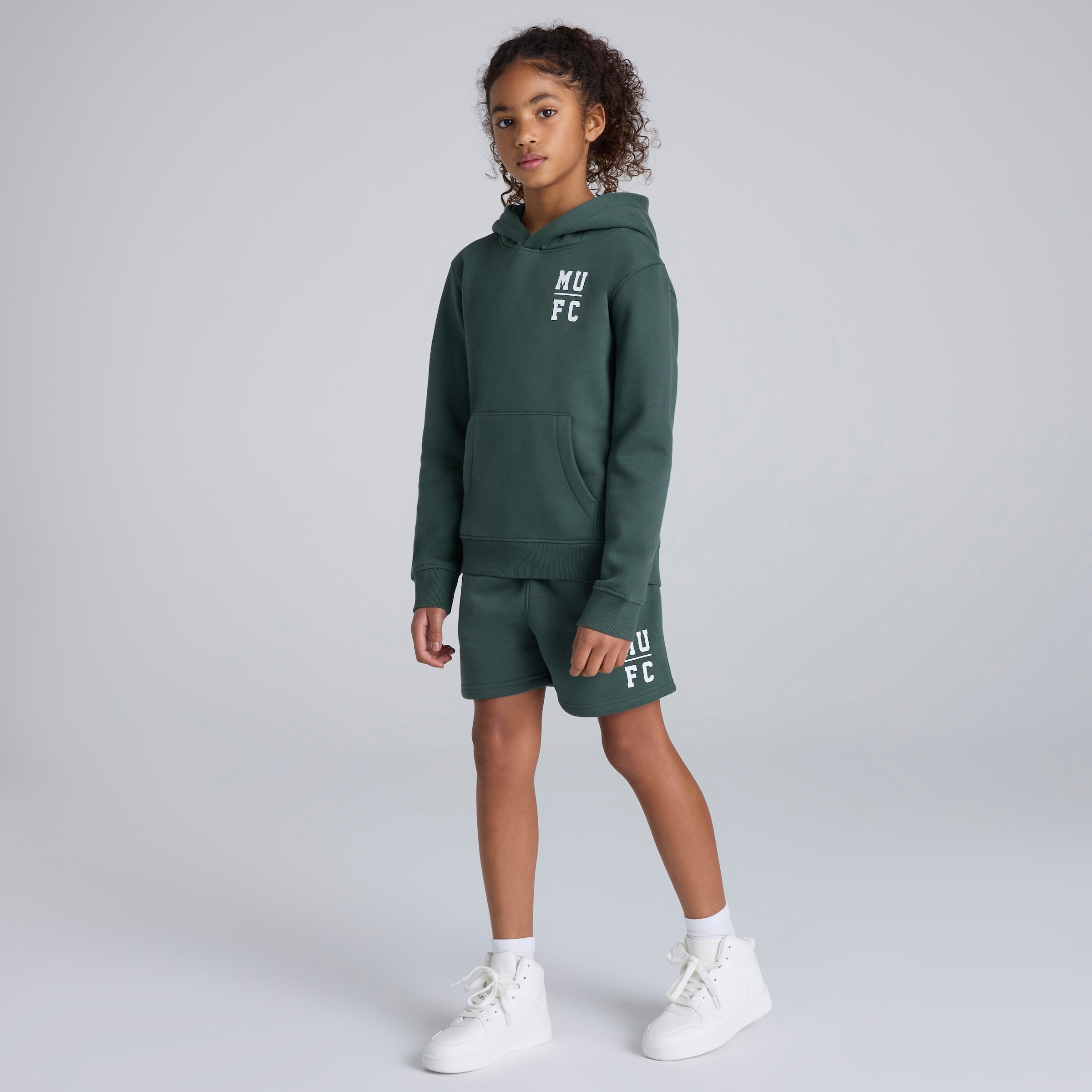 Manchester United Kids Varsity Back Print Overhead Hoodie Green Green Detail [3-6]