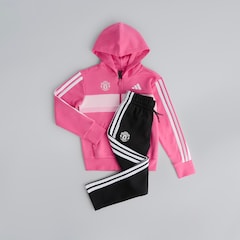 Manchester United x adidas Kids Essentials Tiberio 3-Stripes Fleece Tracksuit Pink/Black