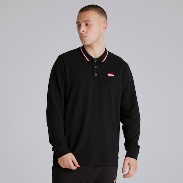 Manchester United Long Sleeve Polo Shirt Black Black