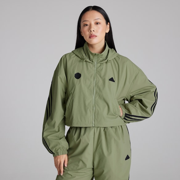 Manchester United x adidas Womens Future Icons 3-Stripes WIND.RDY Jacket Green Green