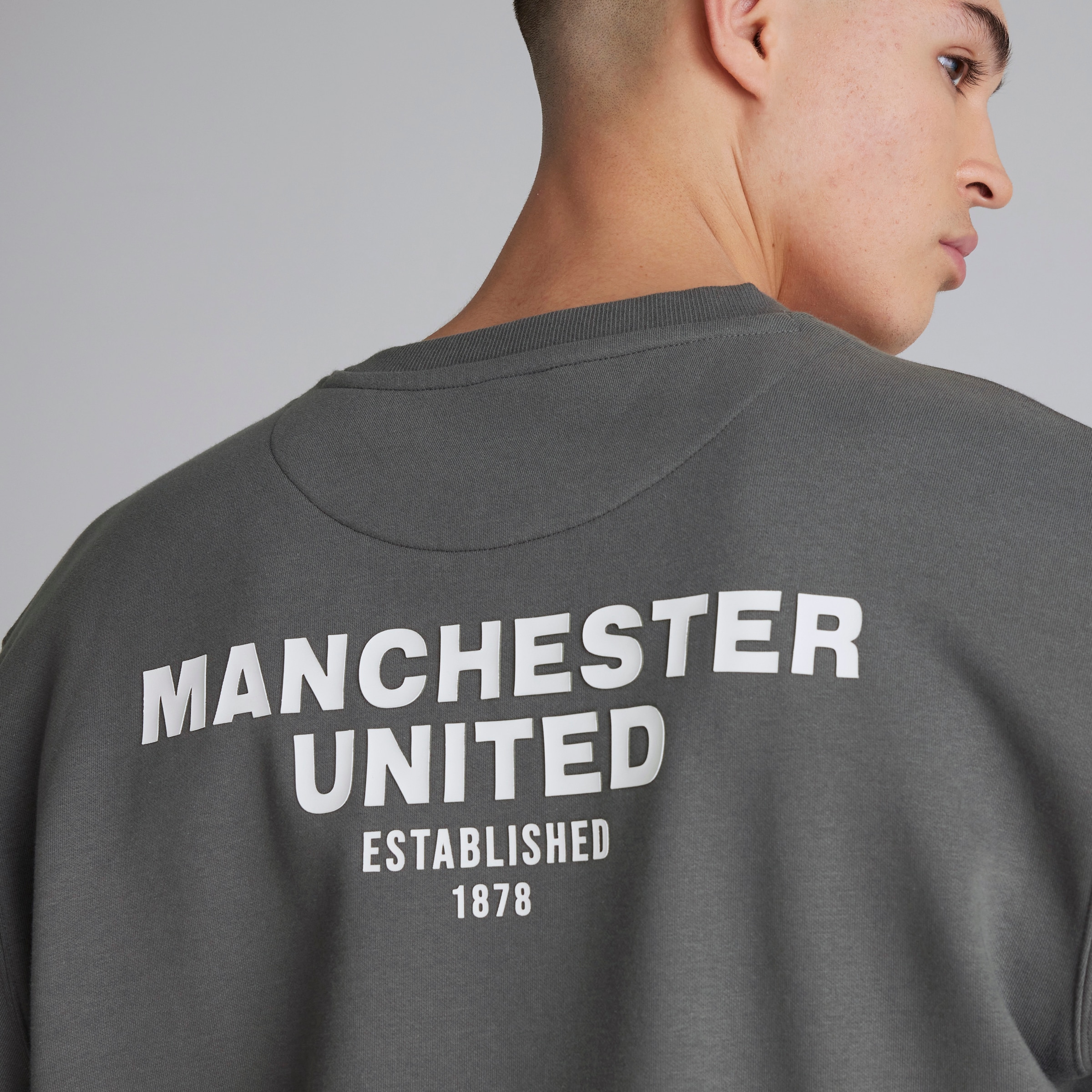 Manchester United Mens Back Print Sweatshirt Slate Grey Detail [6-6]