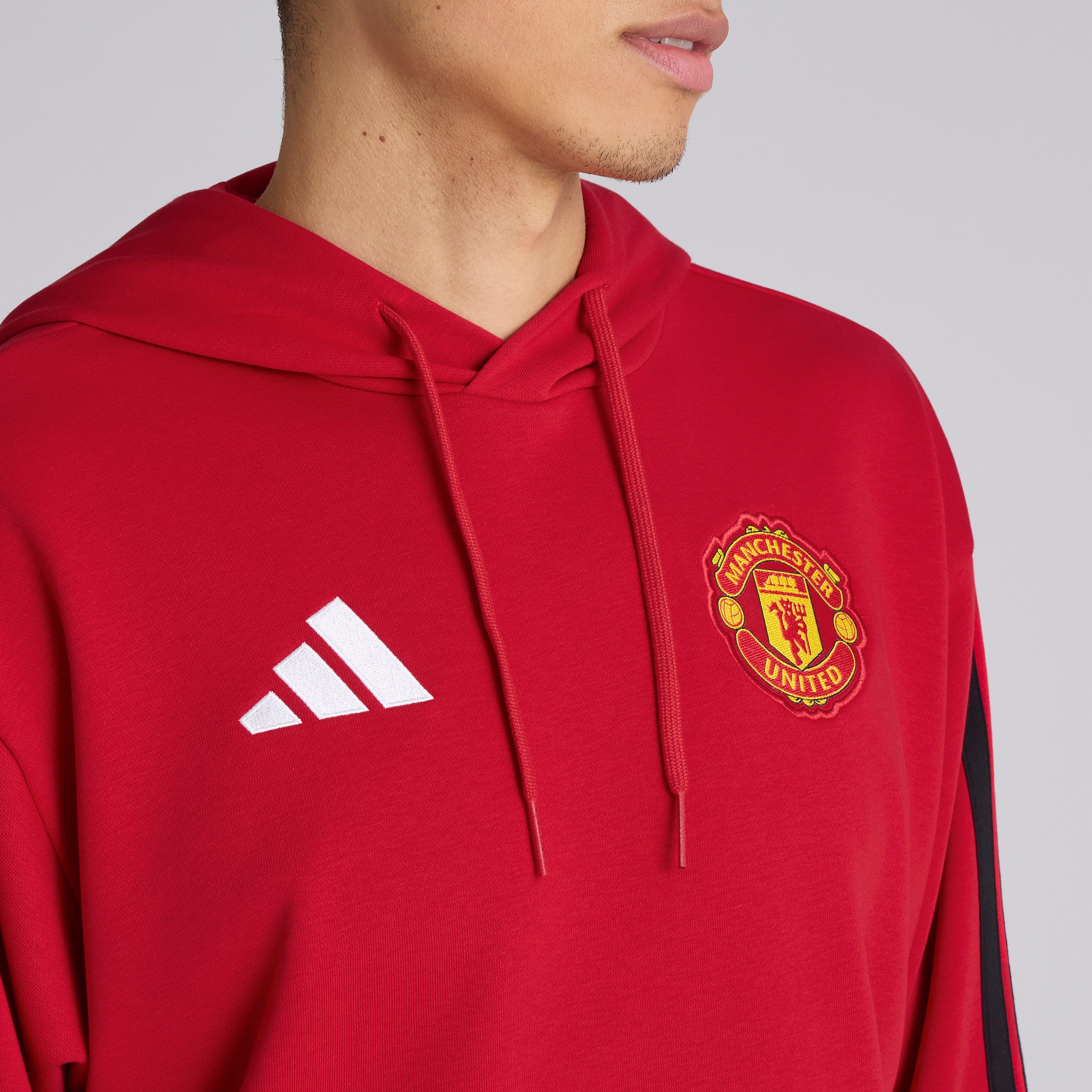 Manchester United x adidas DNA Hoodie Red 빨간색 세부 사항 [4-5]