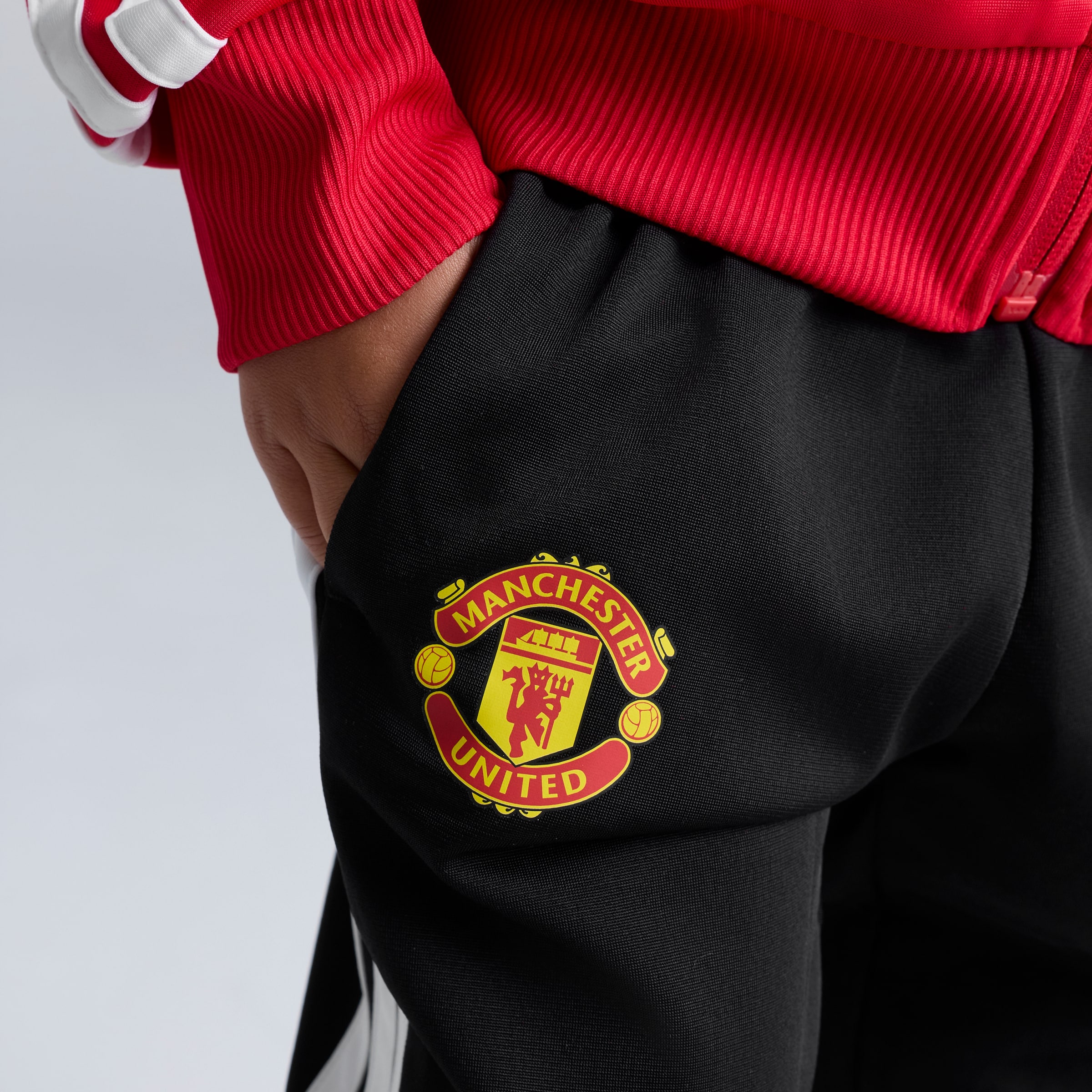 Manchester United x adidas Little Kids Essentials Tibero Tracksuit Red Red Detail [6-6]