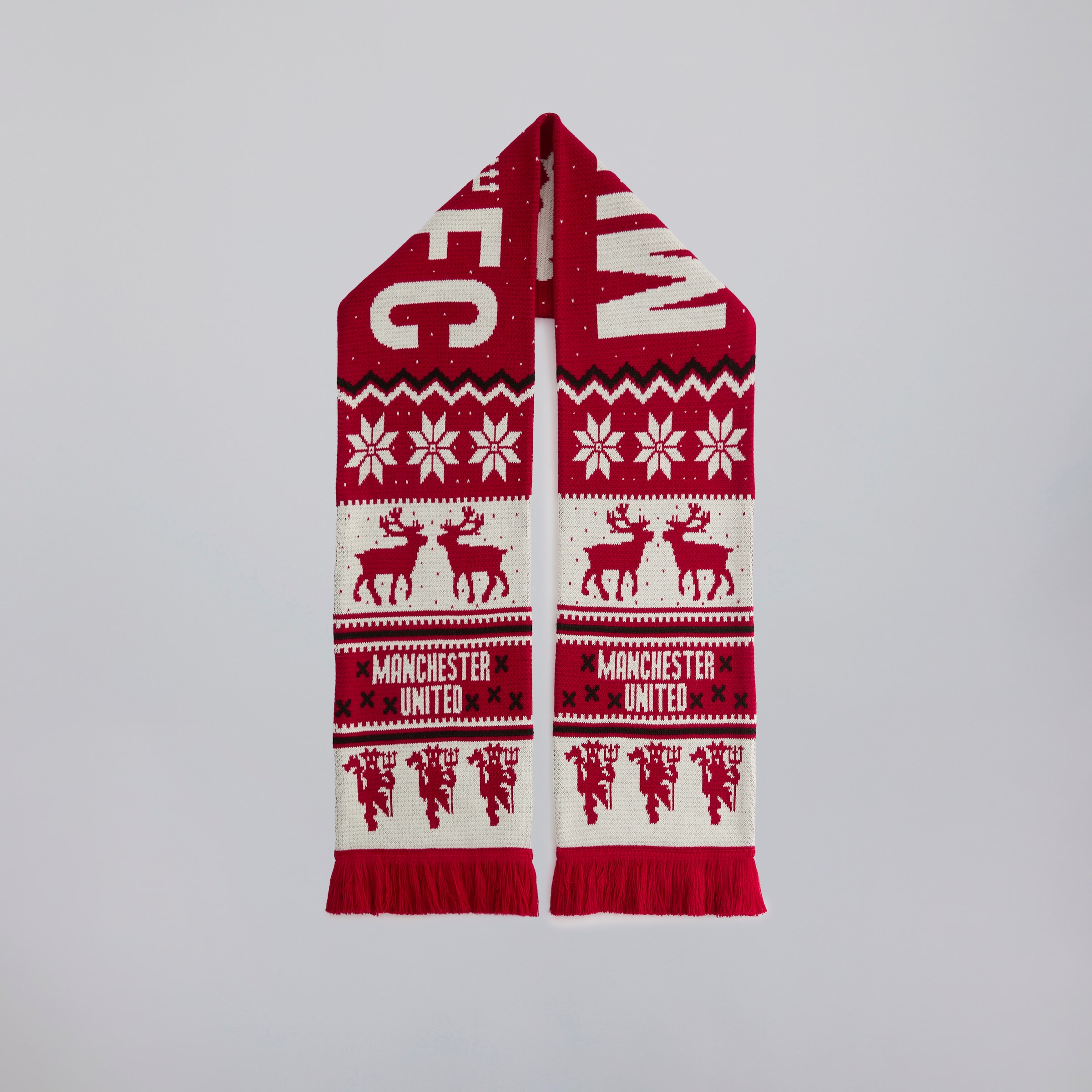 Manchester United Fairisle Christmas Scarf Multi Multi Detail [2-4]