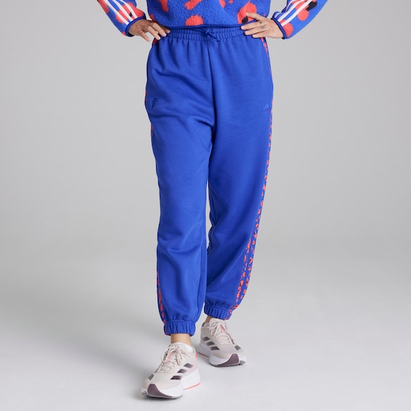 Manchester United x adidas Womens Essentials 3-Stripes Animal Print 7/8 Joggers Blue Blue
